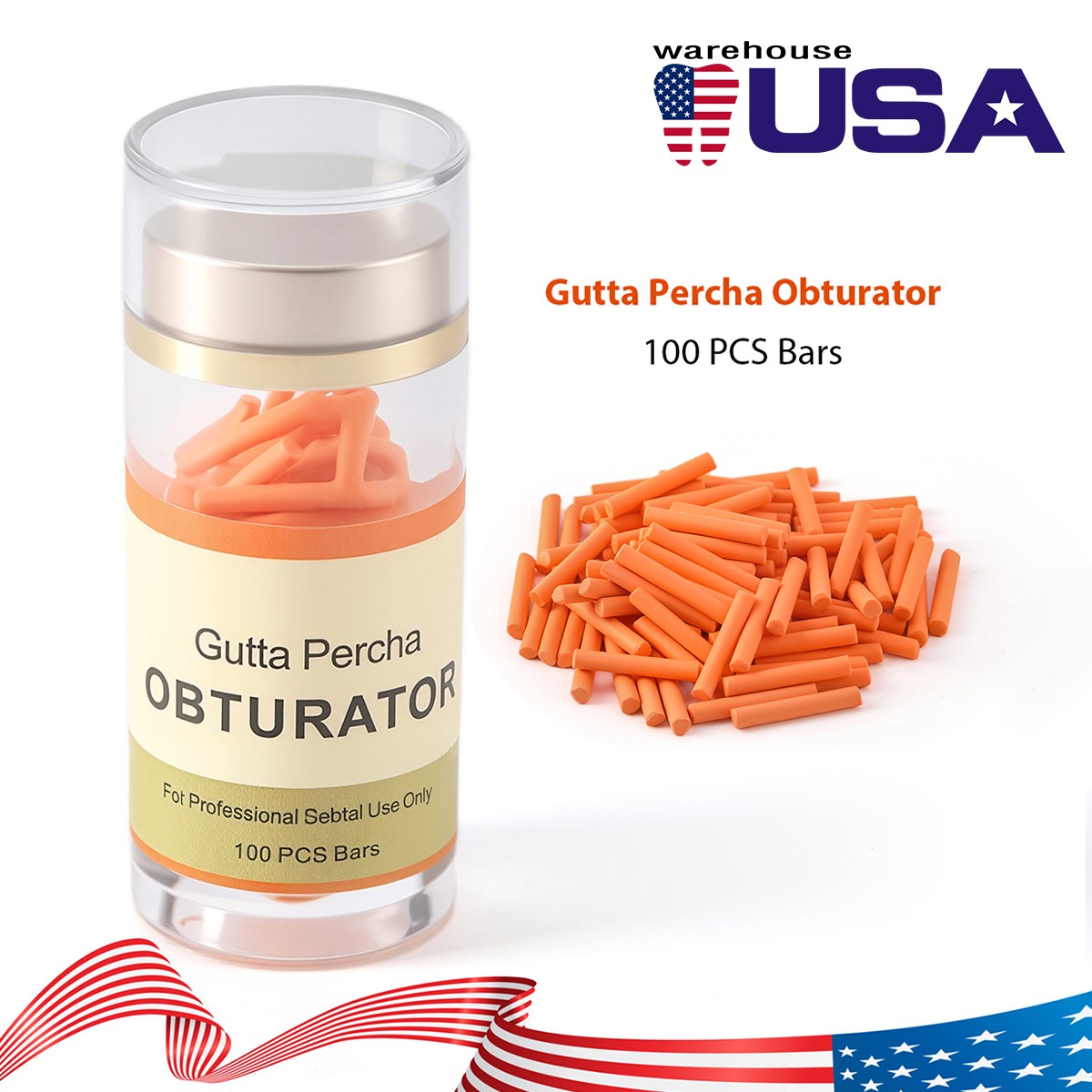 100Pcs Dental Endodontic Gutta Percha Pellets Bar for Obturation System Pen/Gun