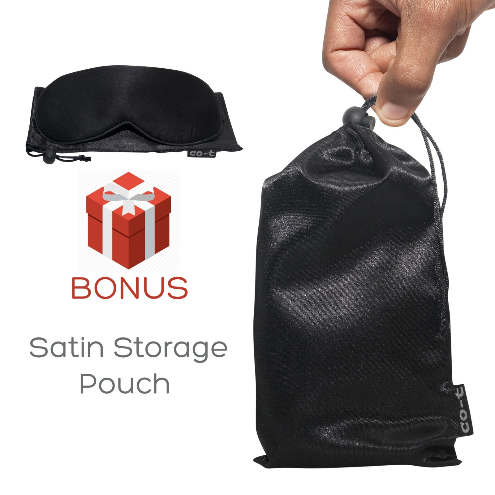 Natural Silk Sleep Mask - Organic Silk Eye Mask For Sleeping - Ultra Soft Black