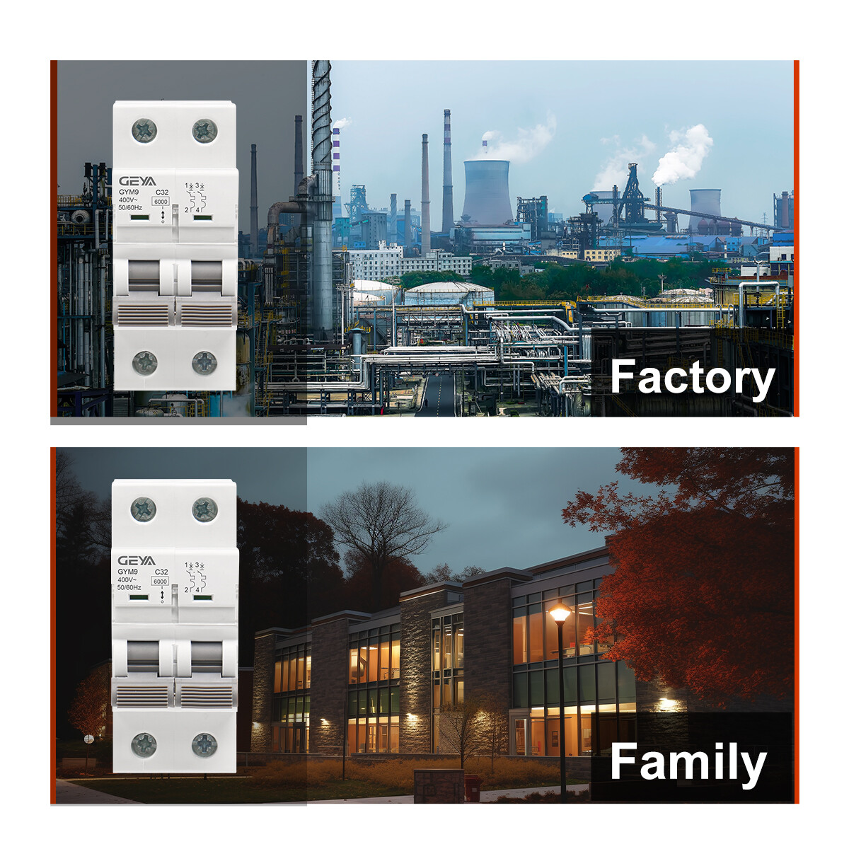 GEYA MCB Mini Circuit Breaker 1/2/3P Type C 6 10 16 25 32 40 50 63 80 100 125Amp