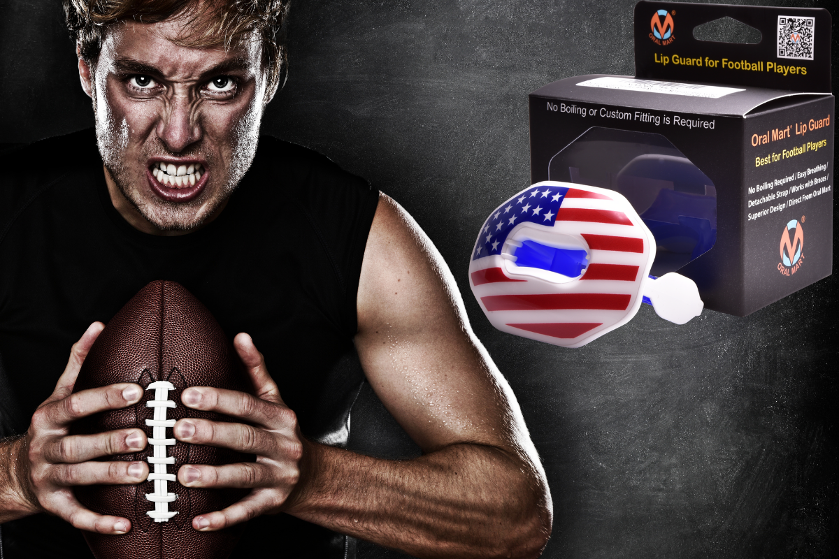 Oral Mart Football Mouth Guard (USA Flag) - Lip Guard Mouthpiece Protector