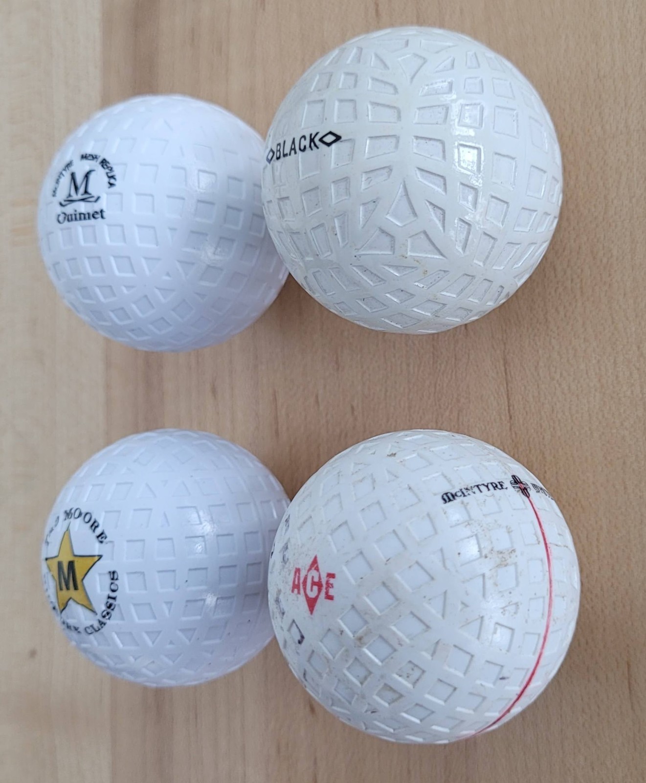 4 Antique Vintage Mesh Square Dimple Golf Balls Remake Black Tad Moore Quimet