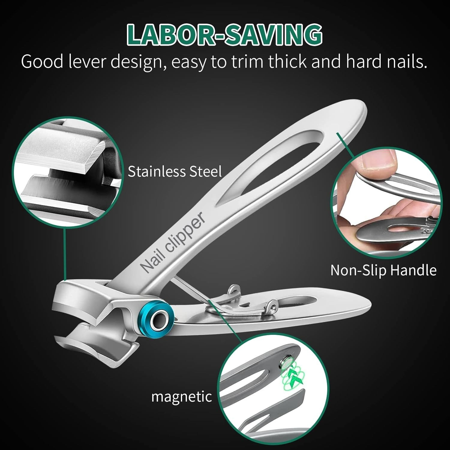 Nail Clippers Ultra Wide Jaw Opening Fingernail and Toenail Clippers Set