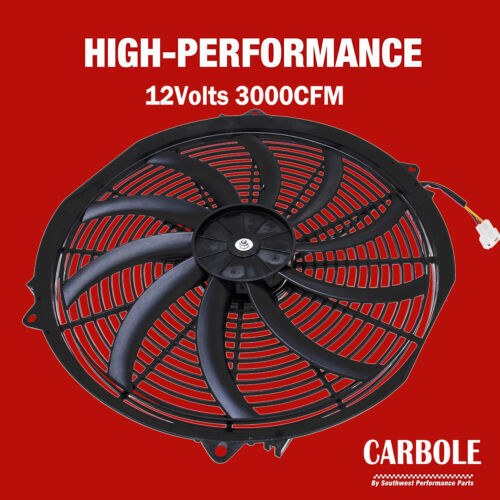 16Inch Electric Radiator Cooling Fan Thermostat Kit 3500 CFM Reversible Push 12V