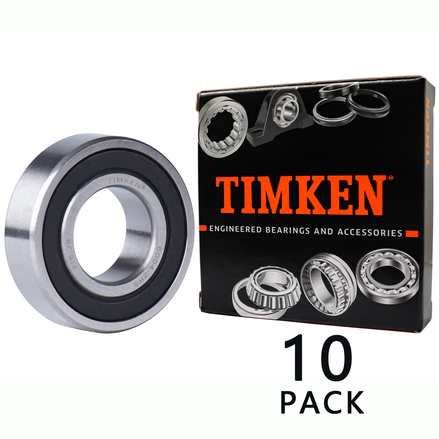 (Qty.10) USA Brand TIMKEN 6004-2RS 20X42X12MM Double Rubber Seal Bearings
