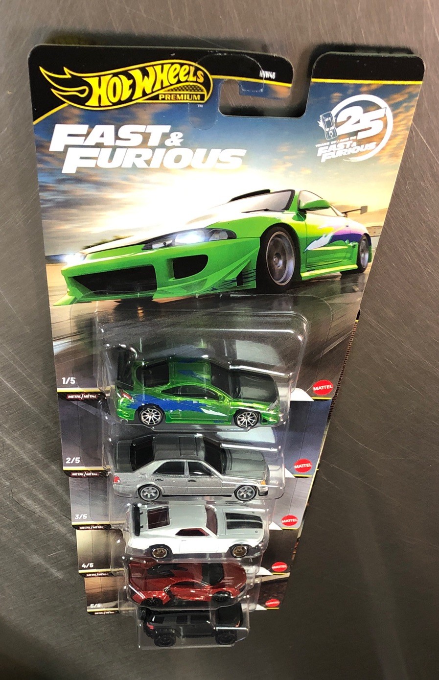 HOT WHEELS PREMIUM 25 YEARS OF FAST & FURIOUS CASE N 1995 MITSUBISHI SET OF 5