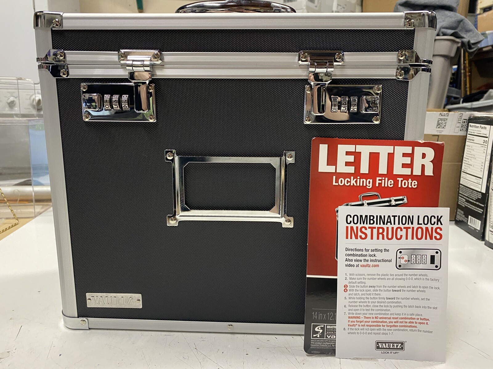 Vaultz Locking File Tote, Letter Size - 13.7" x 6.62" x 11.6"