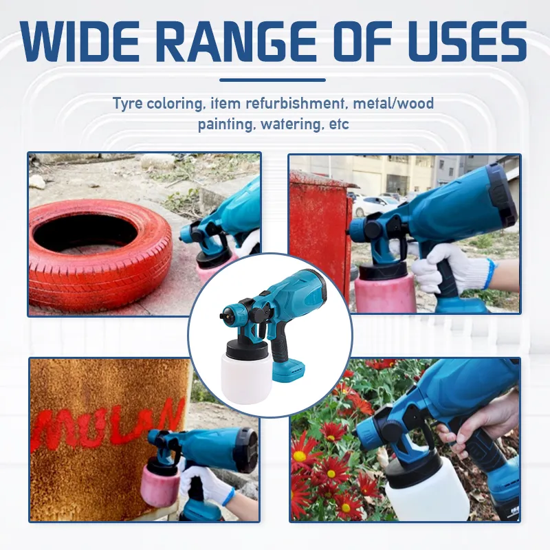 With 2 Batteries High Pressure Cordless Paint Sprayer Electric HVLP Spray Gun US