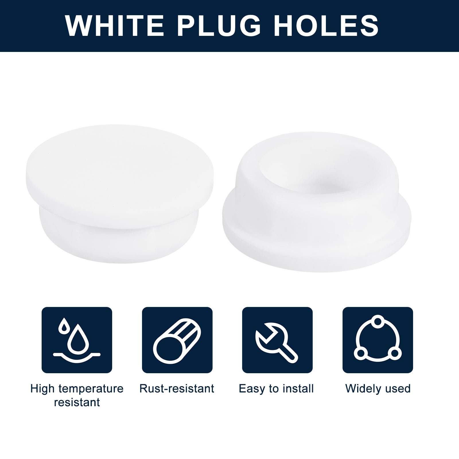4Pcs White Plug Holes Rubber Button Plug for 37-38mm/1.46-1.5" Hole