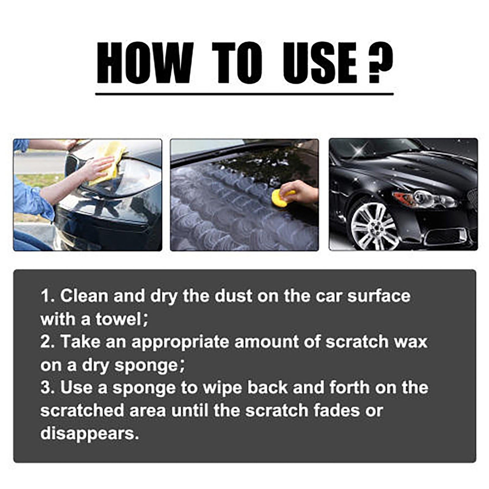 Car Scratch Removal Wax Kit 60g Repair Polish w/ Sponge & Microfiber Cloth