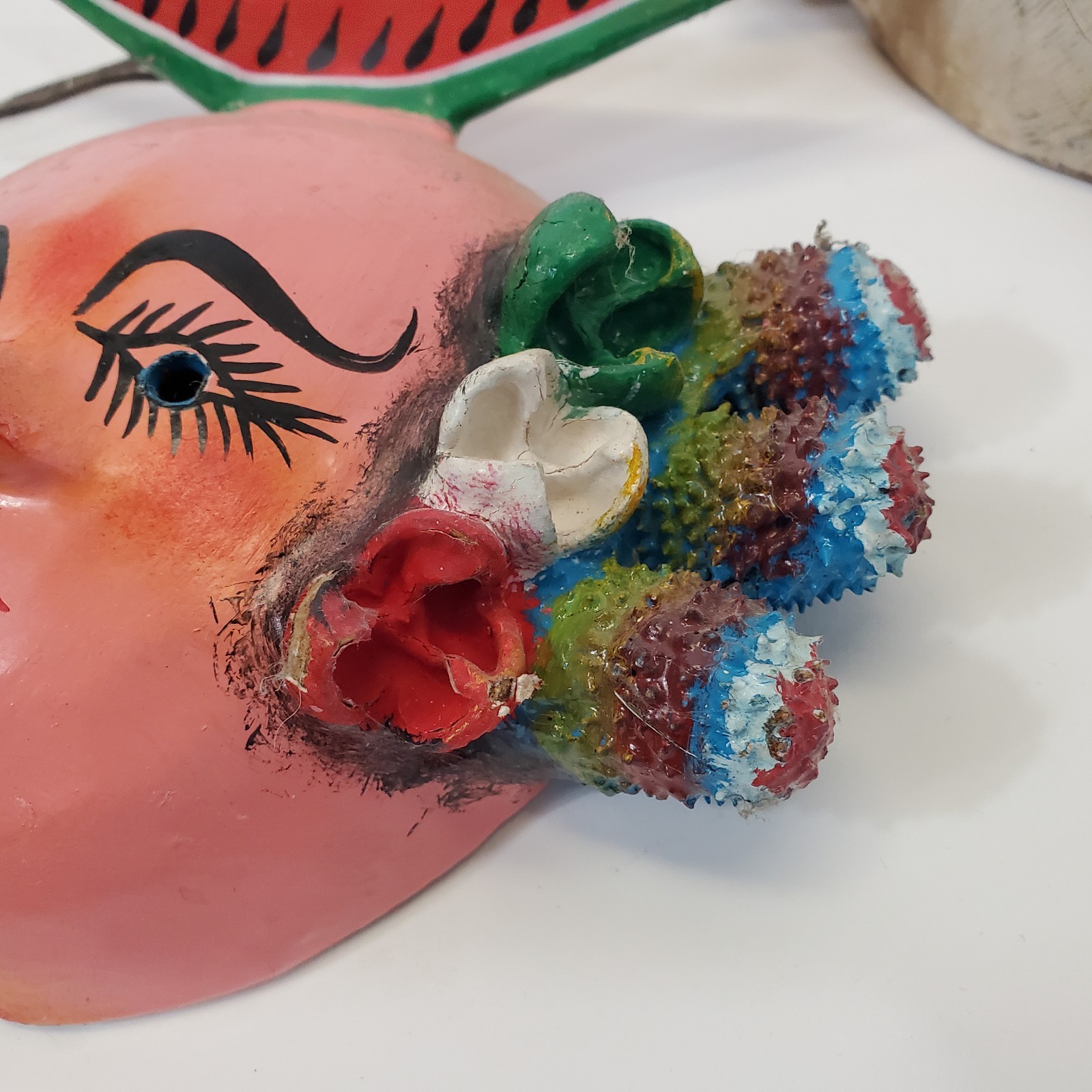 Vintage Lot of 3 Mexican Coconut Shell Folk Art Masks Guerrero Wall Decor