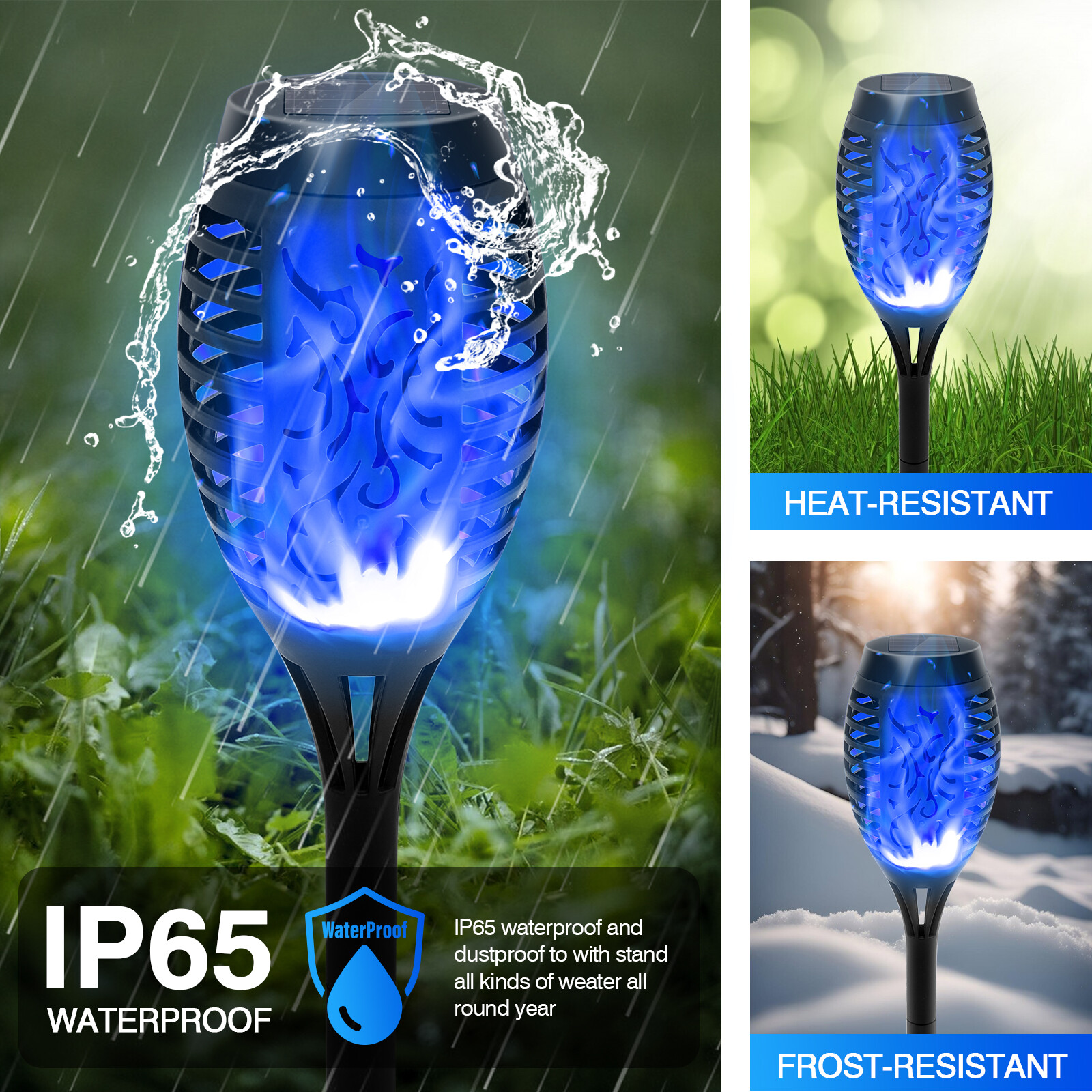 Solar Outdoor Lights Power Torch Light Flickering Flame Garden Waterproof Lamp