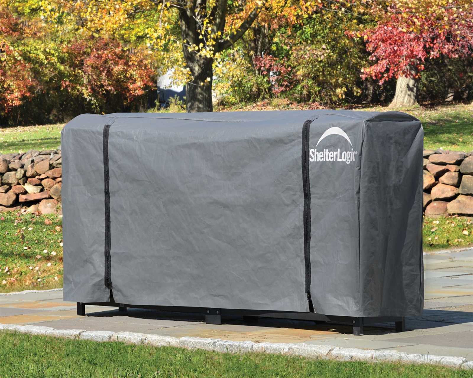 Full Length Universal Cover for Firewood Rack 8 ft. Grey