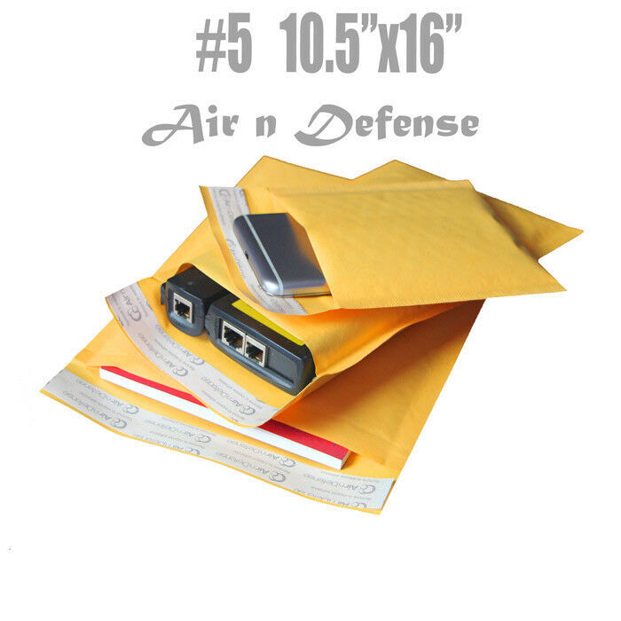 #5 10.5x16 Kraft Bubble Padded Envelopes Mailers Yellow Shipping Bag AirnDefense