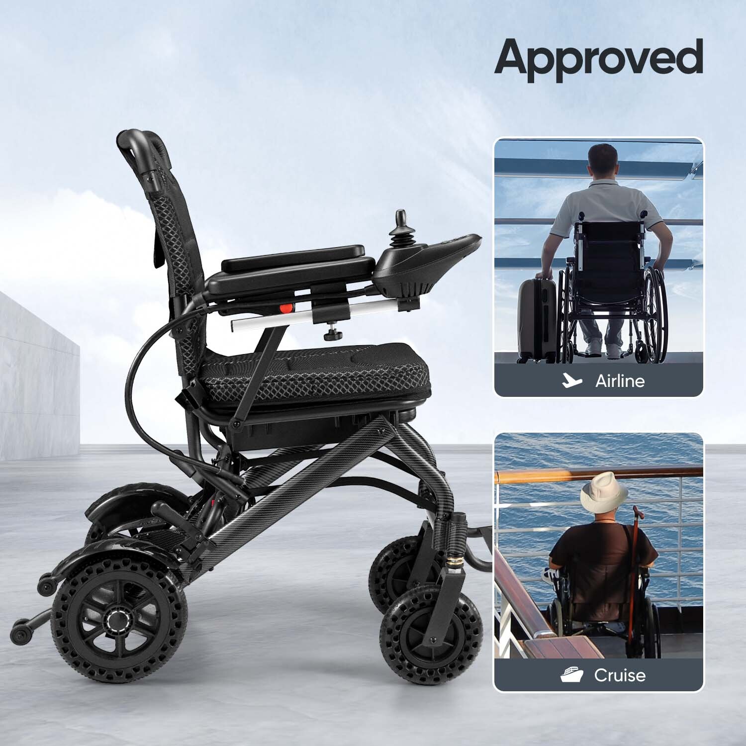 Foldable Electric Wheelchairs Intelligent Lightweight For Airline Seniors Adults