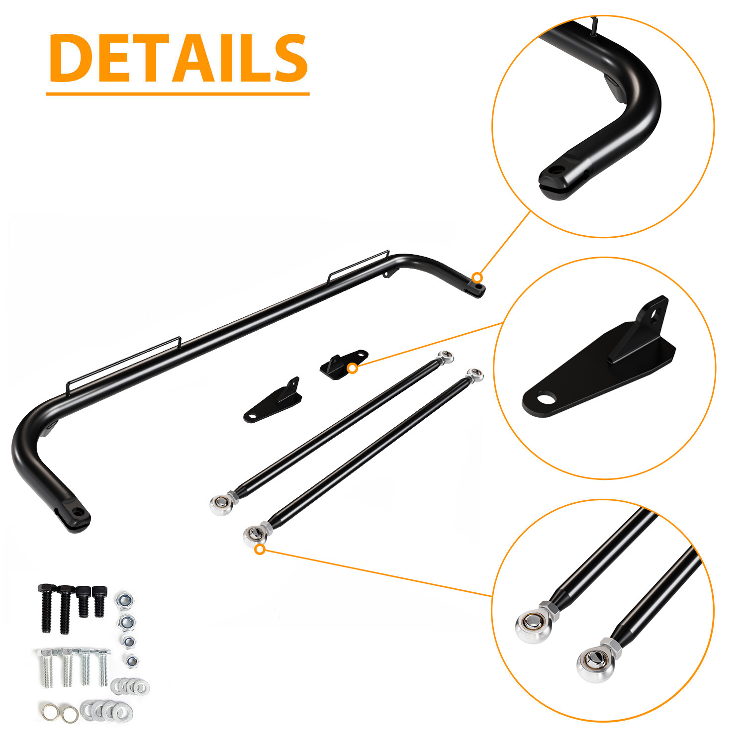 49" Black Universal Stainless Steel Racing Safety Seat Belt Roll Harness Bar Rod