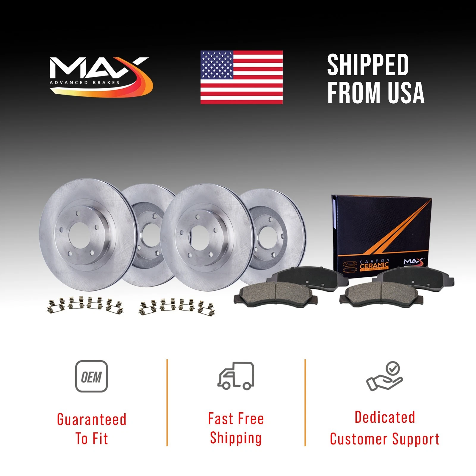 Front & Rear Brake Rotors + Ceramic Pads for Hyundai Elantra Kia Forte Soul