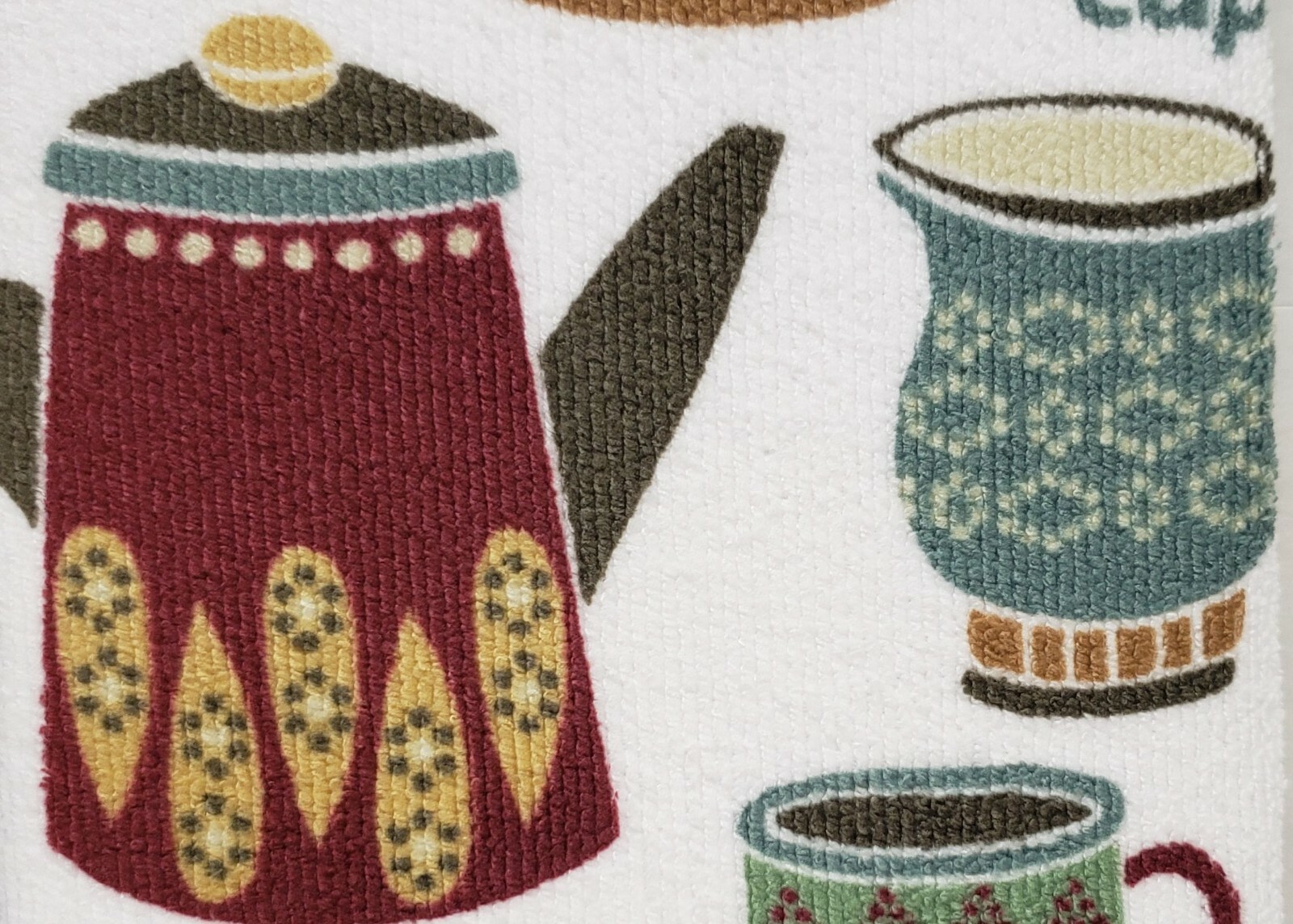 Printed Microfiber Dish Drying Mat (16"x19") COFFEE CUPS, SPOONS & TYPES, FC