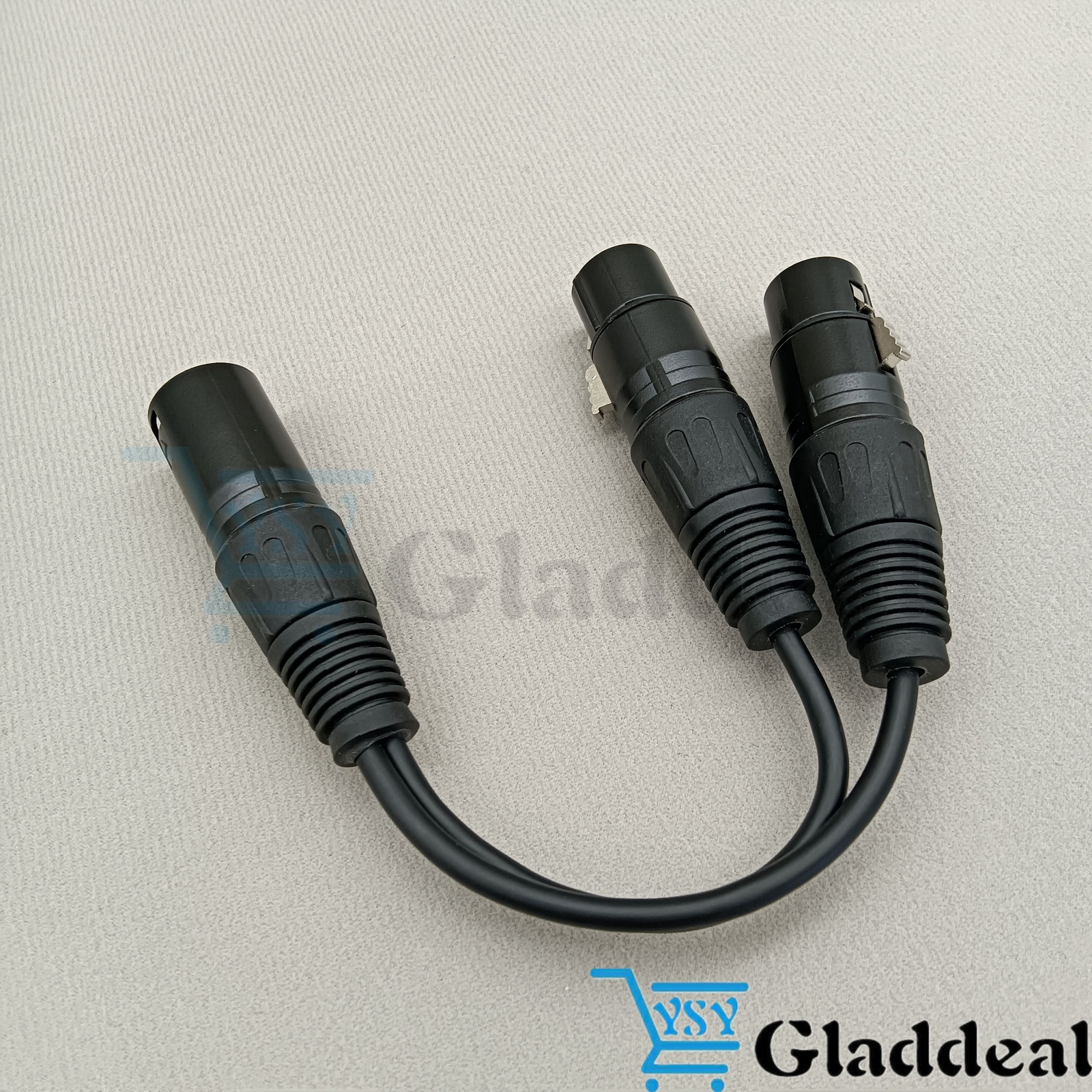 3-Pin XLR Male Plug to Dual 2 Female 16 AWG Jack Y Splitter Mic DJ Cable Adaptor