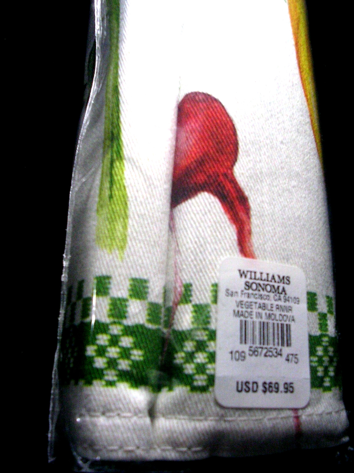 WILLIAMS SONOMA VEGETABLE TABLE RUNNER TWILL WEAVE COTTON 16X108 REVERSIBLE NWTG