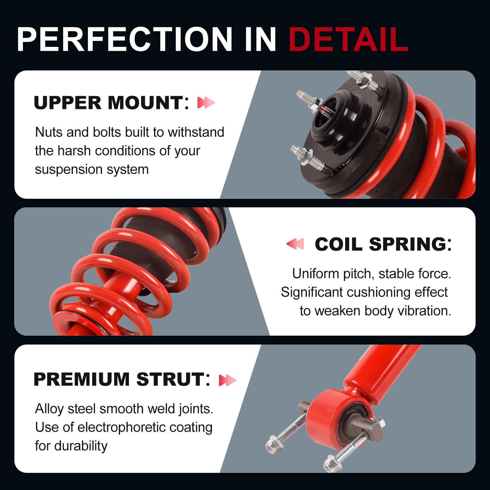 Pair Front Struts Red for Chevy GMC Silverado Sierra 1500 Tahoe Avalanche Yukon