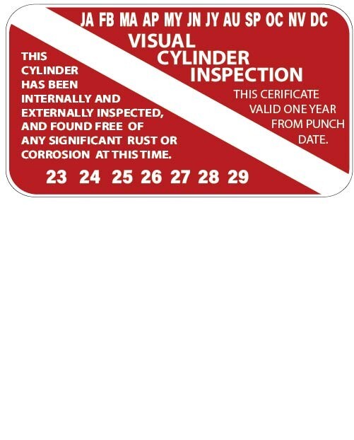 20 Pack of Scuba Tank Visual Inspection Stickers Years 2023-2029 1.75" x 3" p962