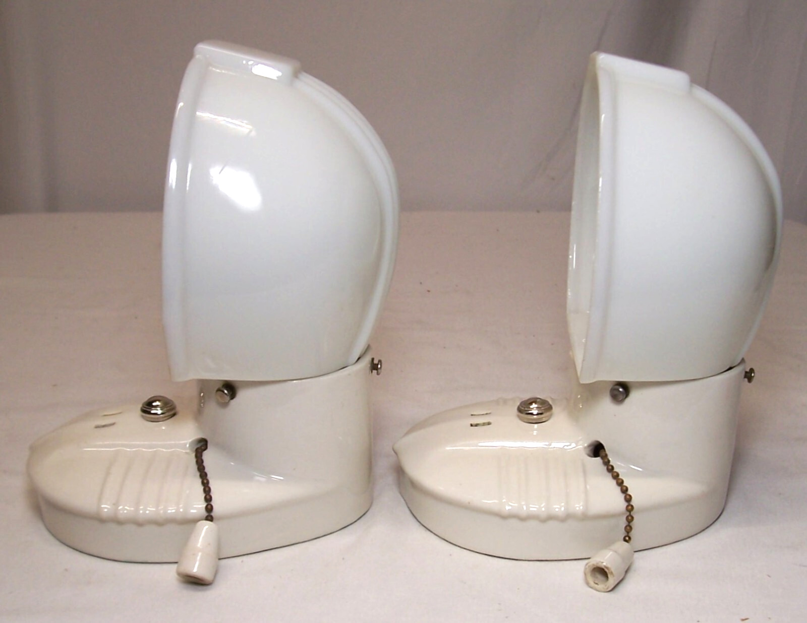Vtg Porcelain Sconce Pair Antique Ceramic Light Fixture Art Deco USA #F48