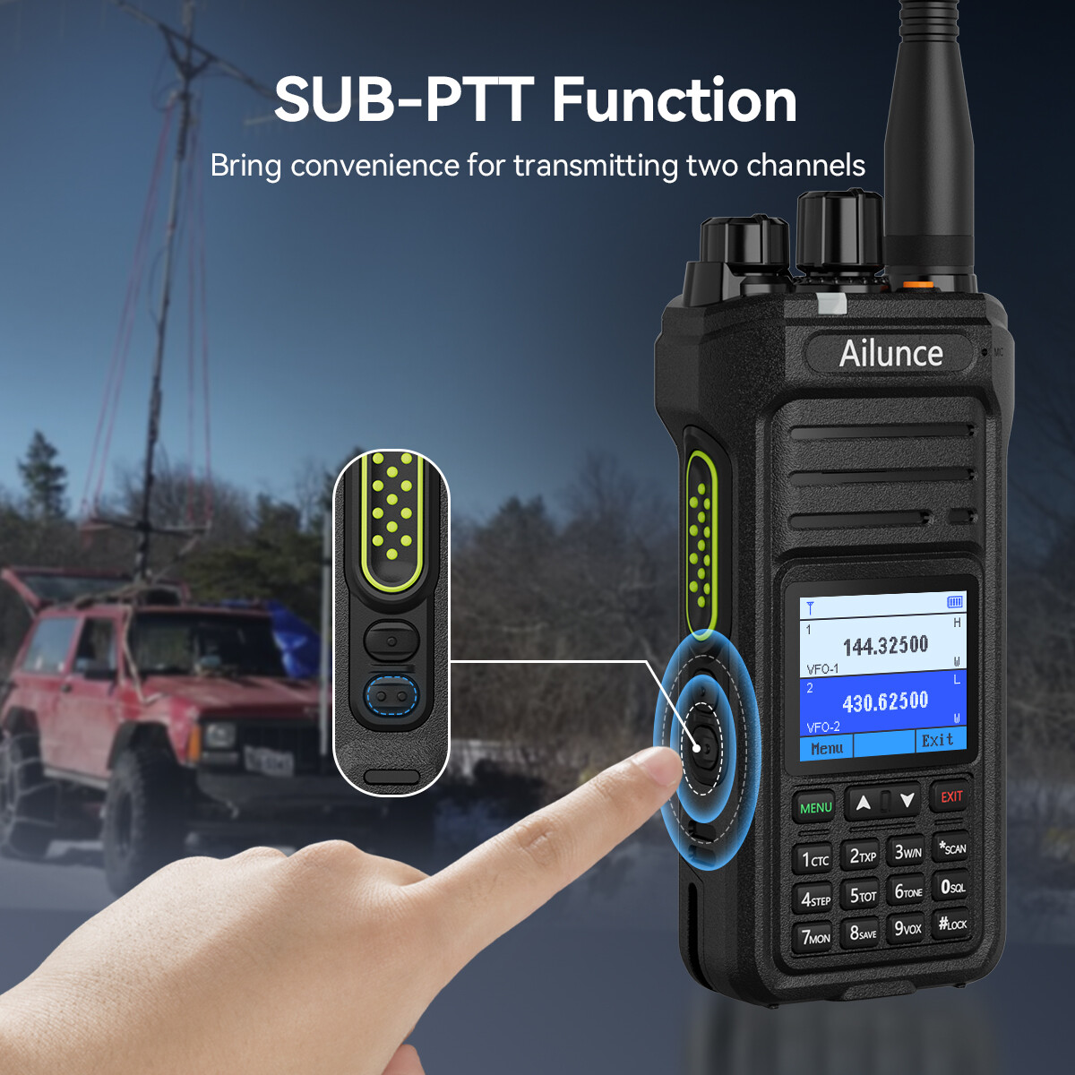 Retevis Ailunce HA1UV Ham Radio Dual Band IP67 2800mA NOAA USB-C Walkie Talkies