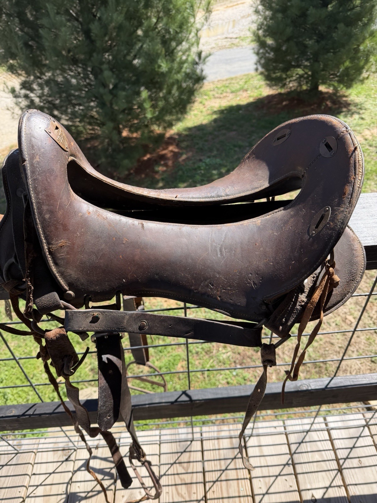 Antique World War I 12 inch McClellan Calvary Saddle, All Original W/ Stirrups