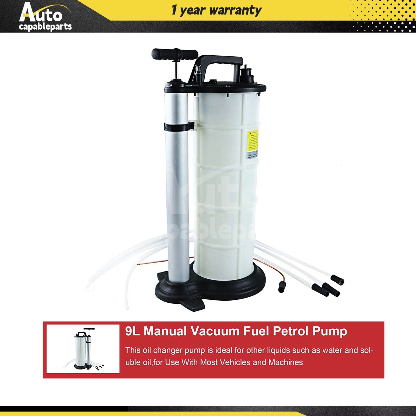 9 Liter Fluid Extractor Oil Changer Manual Hand Operated Vacuum Transfer Pump