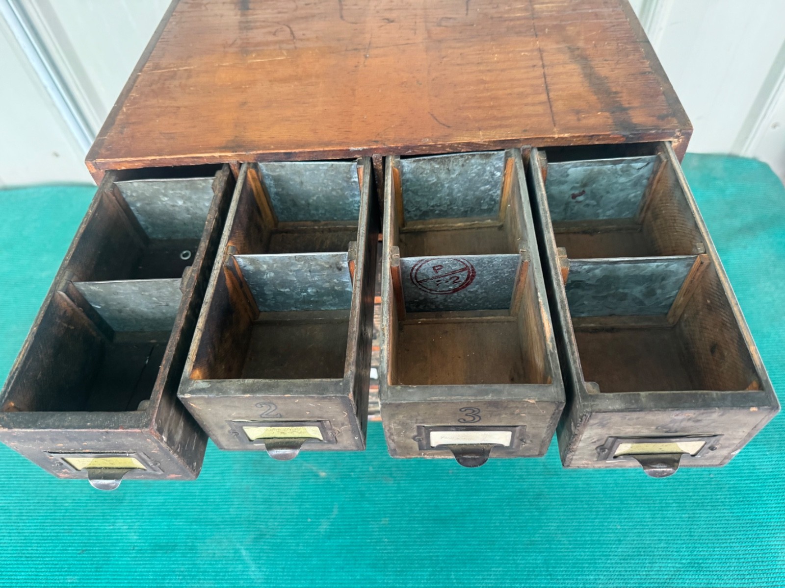 Antique Apothecary Wood Cabinet Bin Nuts, Bolts, Screws 20 Drawers 17"x12"x17"