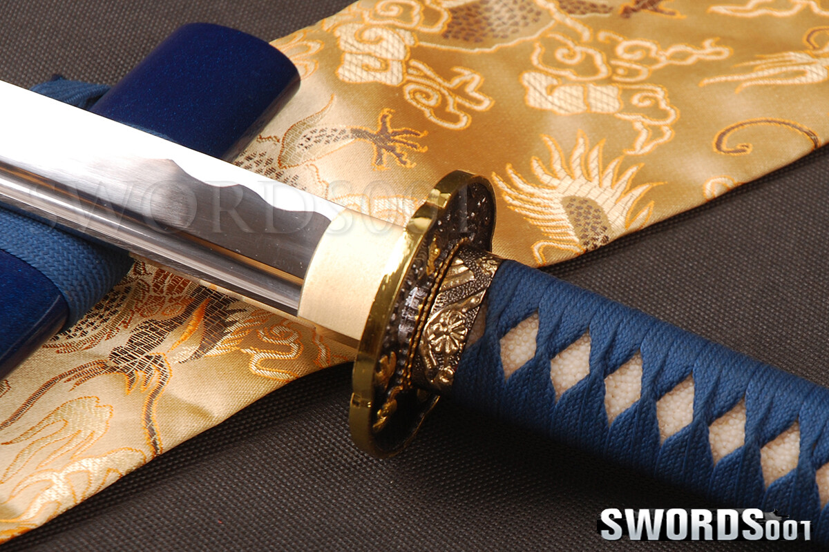 Noble Blue Japanese Wakizashi T10 Carbon Steel Real Sharp Blade Samurai Sword