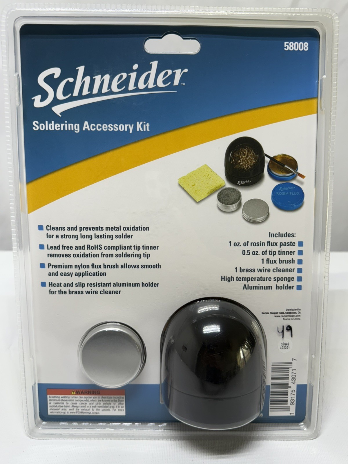 Schneider Soldering Accessory Kit: Paste/Tinner/Brush/Cleaner/Sponge/+ ~ #58008