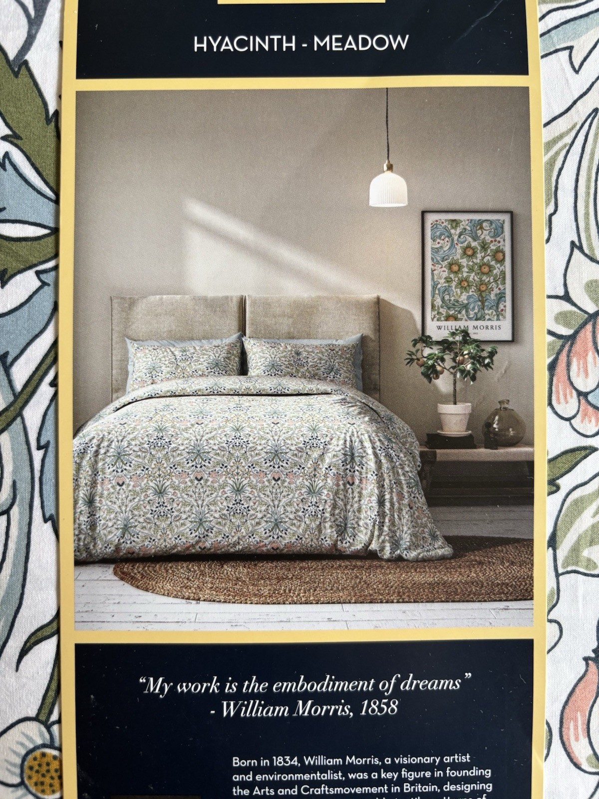 William MORRIS & CO. QUEEN Duvet Set Hyacinth Meadow 100% Cotton