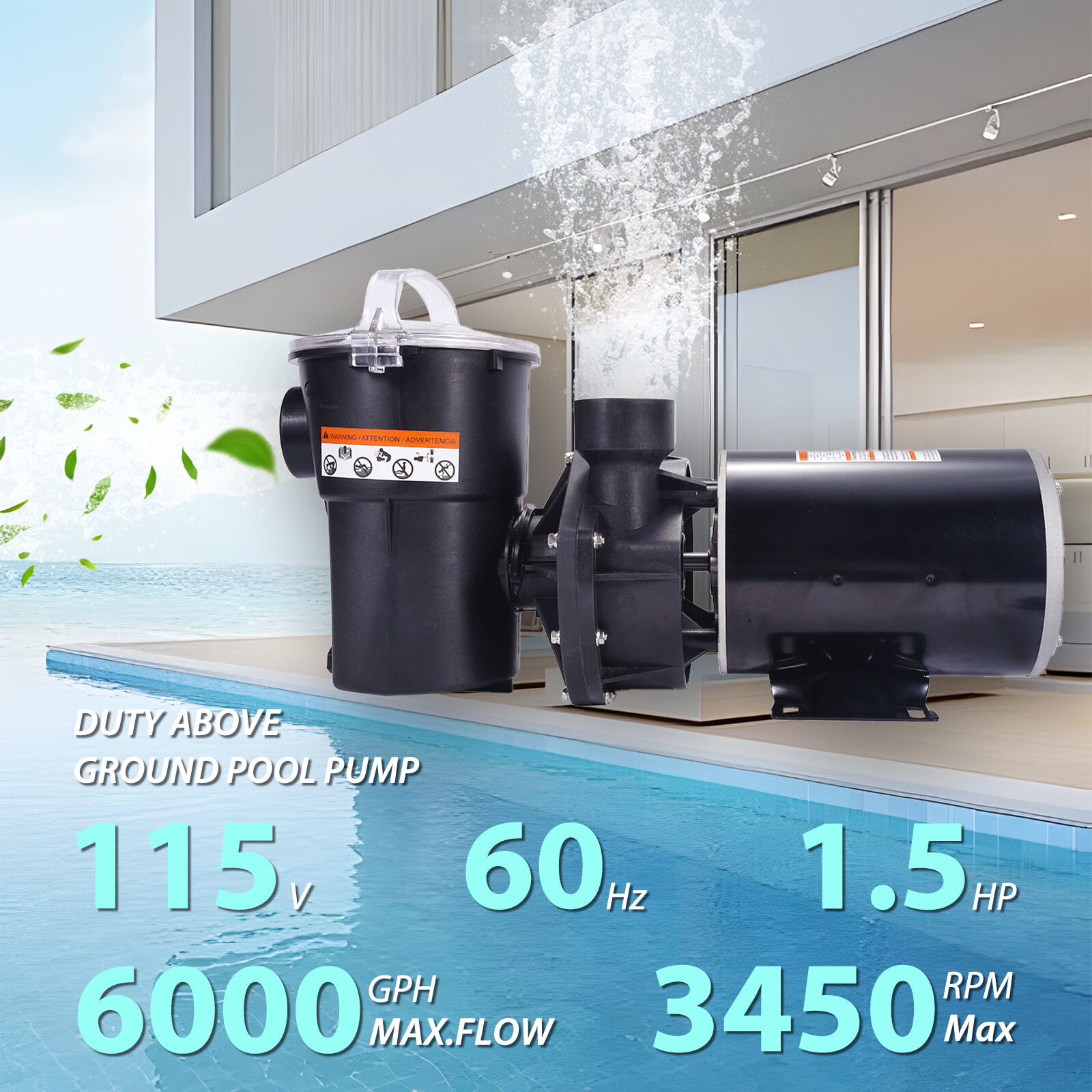 W3SP1580X15 Pool Pump 1.5 HP Replacement for Hayward PowerFlo LX Series