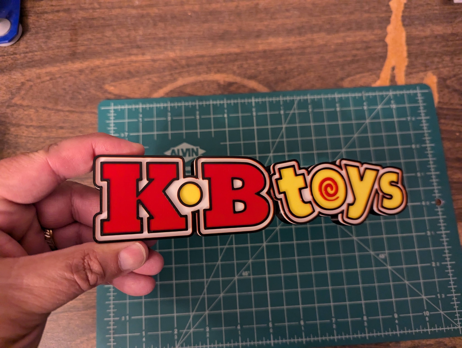 KB Toys logo sign 3D printed display shelf wall art