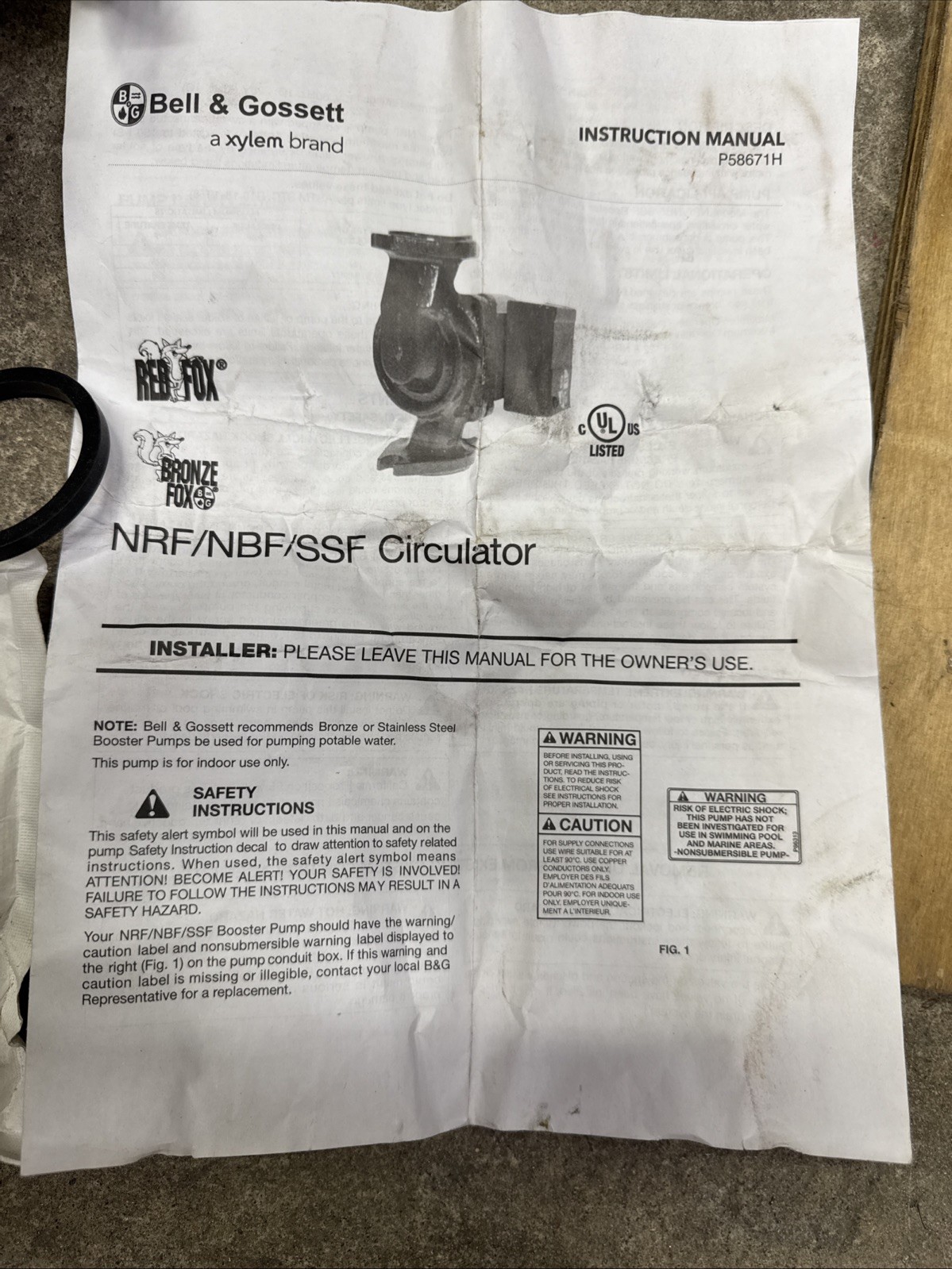 103252LF Bell & Gossett NBF-22 Circulator Pump 115V/60