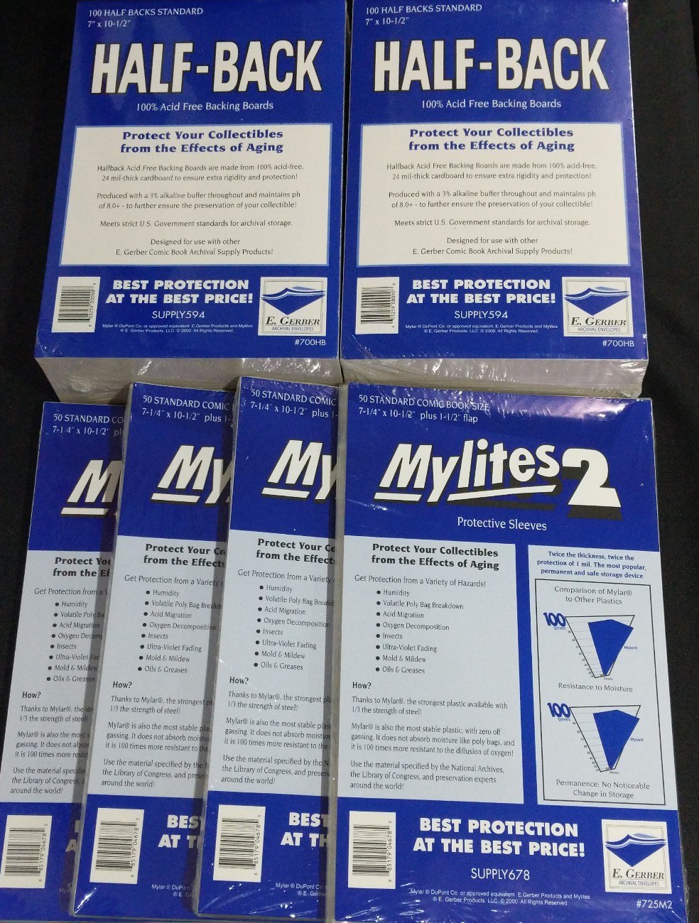 200 E. Gerber Mylites2 + Half Backs - Bronze Age Comic Book Sleeves 725M2/700HB
