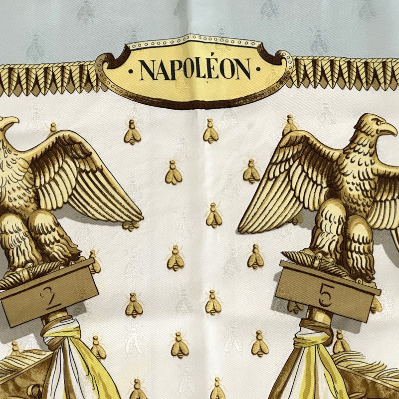 Hermes Scarf Carre90 Napoleon Silk Blue Multi Horse Knight Used