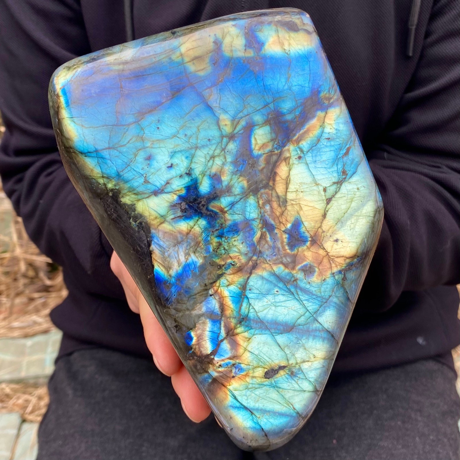 4.57LB Top natural Labrador flash moonstone quartz crystal mineral specimen