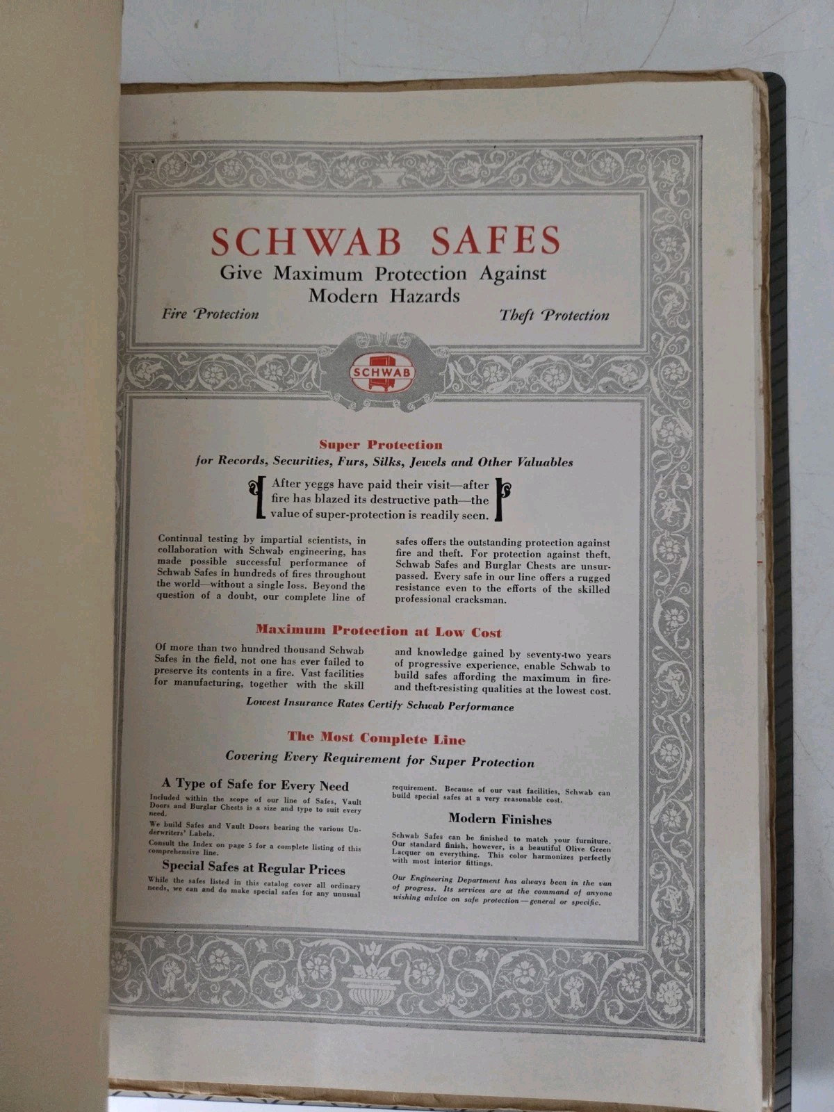 Schwab Safe Company Vintage Catalog