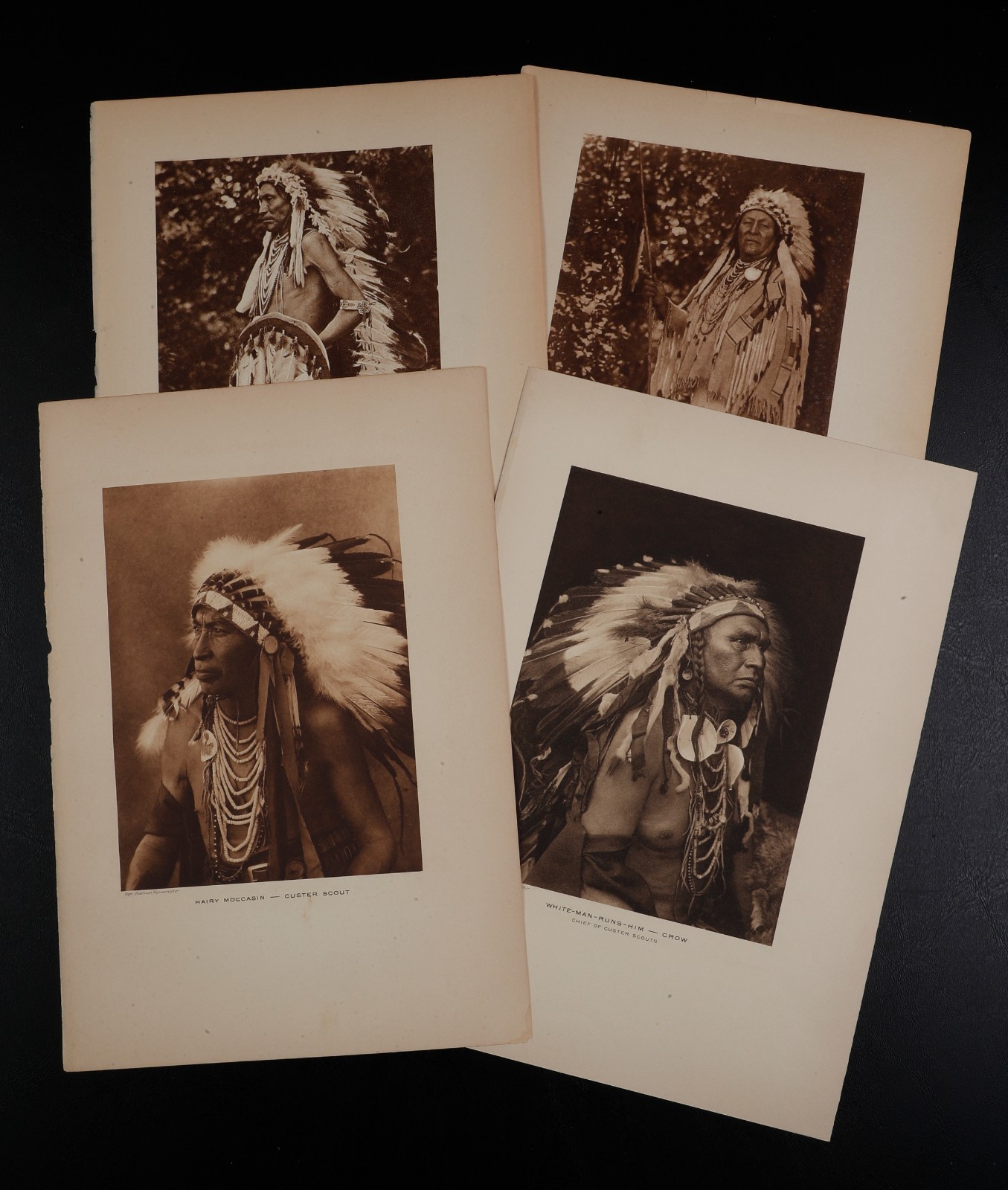 Lot of 4 Vintage Wanamaker Native American Photogravures: Custer Scouts, Crow