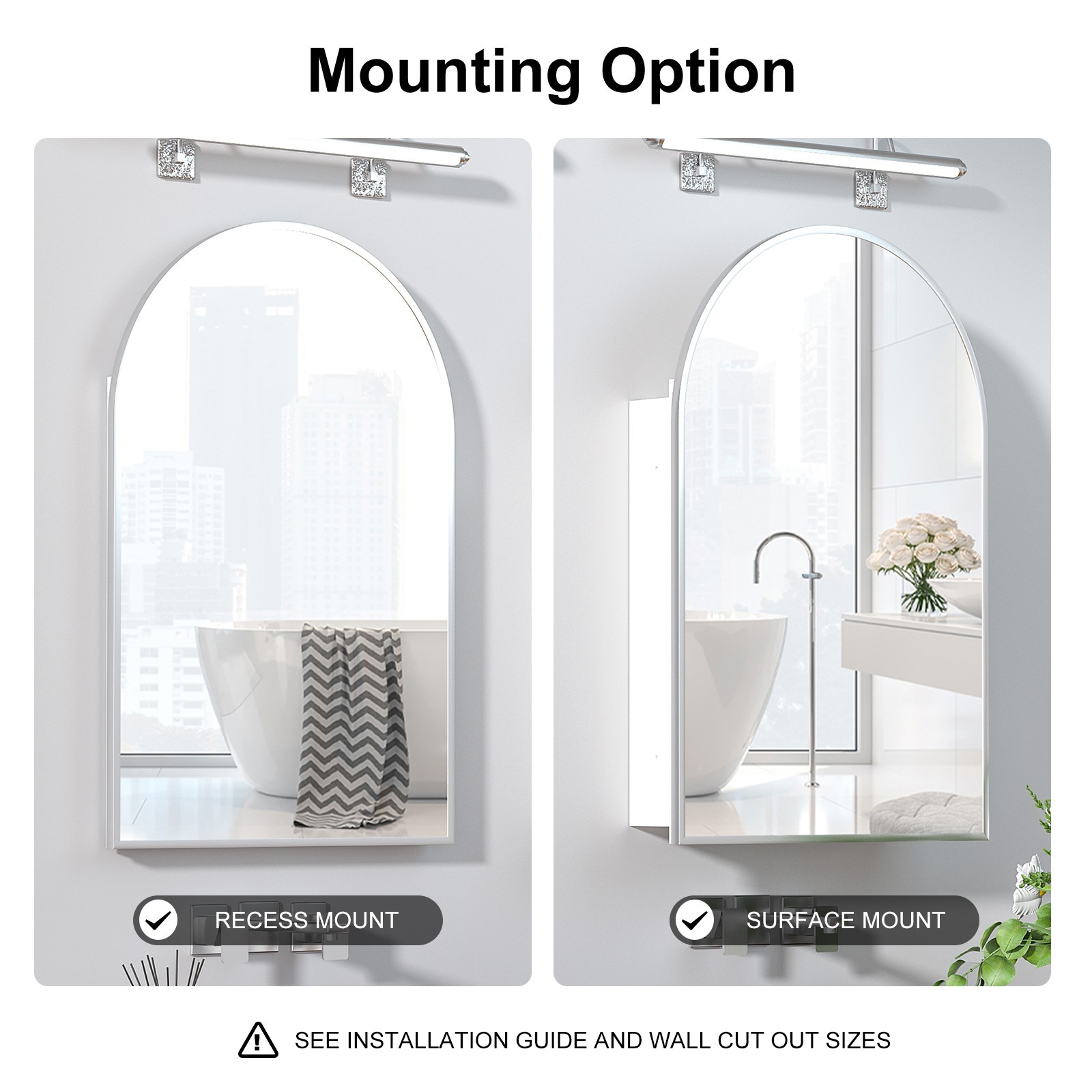 Bathroom Recessed Medicine Cabinet Brushed Nickel Medicine Cabinet with Mirror