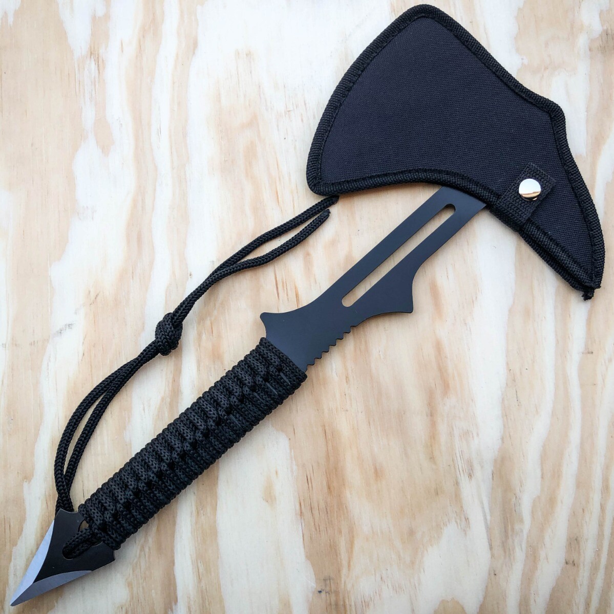 15" Tactical Tomahawk Throwing Hatchet Axe Fixed Blade Survival Knife w/ Sheath