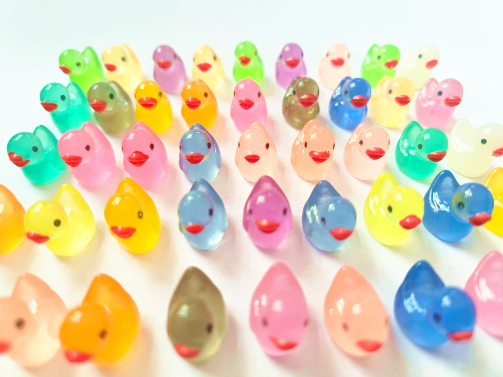 Glow in The Dark Mini Rubber Ducks, 12 Colors, 45 Pieces, Decorative Resin