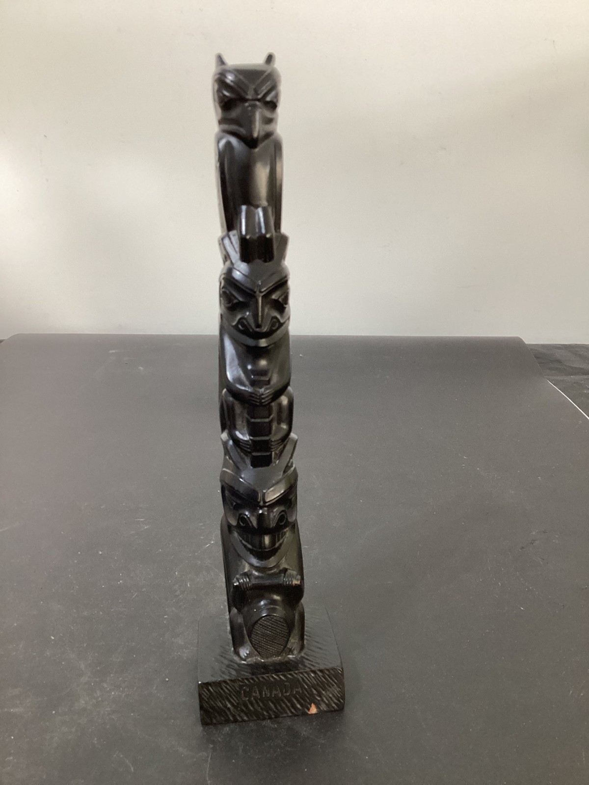 Vintage Canadian Haida Carved Totem Pole 9" Canada Vancouver CA Tribal Pearlite