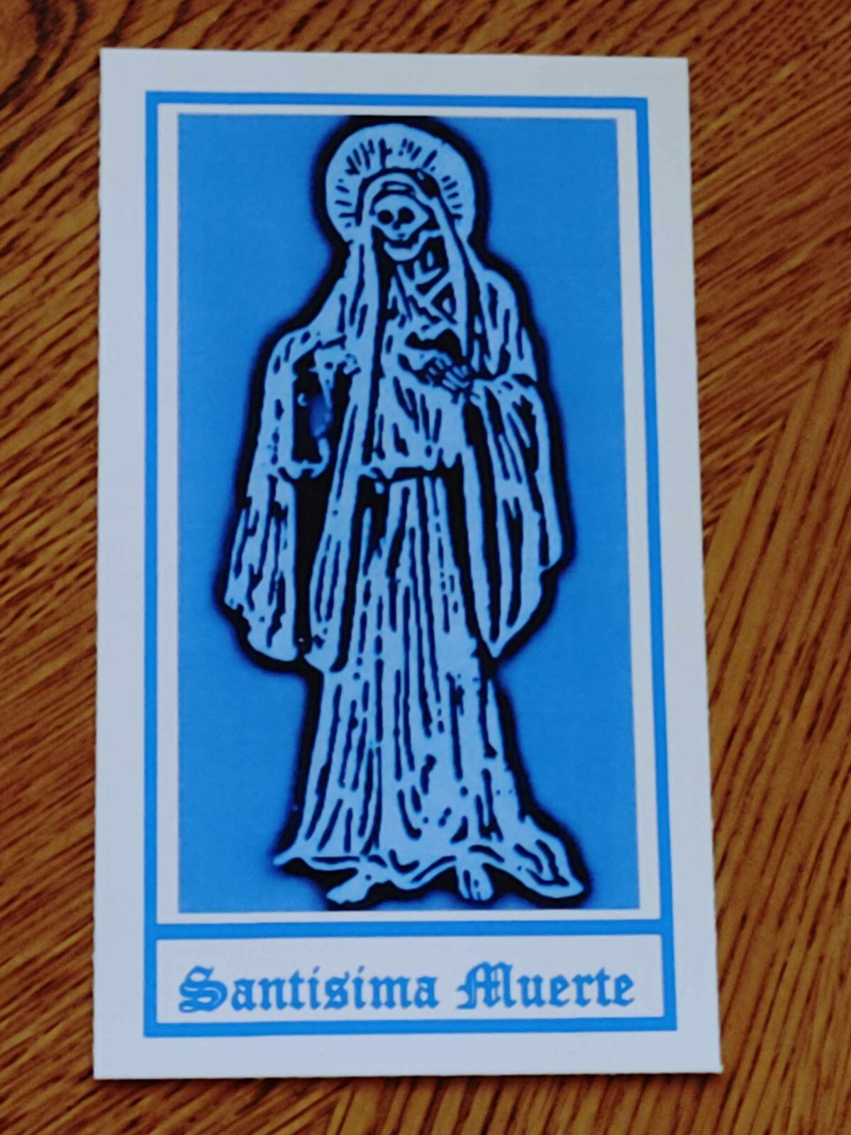 SANTISIMA MUERTE blue aspect PRAYER CARD (dream card) HOLY DEATH santa