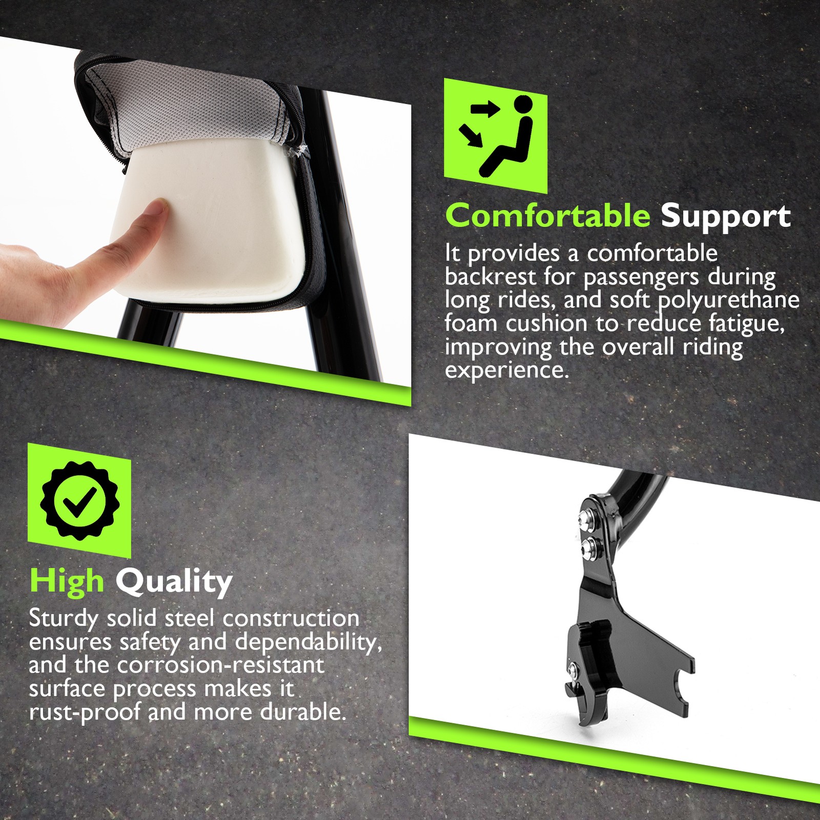 Tall Sissy Bar Backrest For Harley Touring Road King Electra Street Glide FLHT