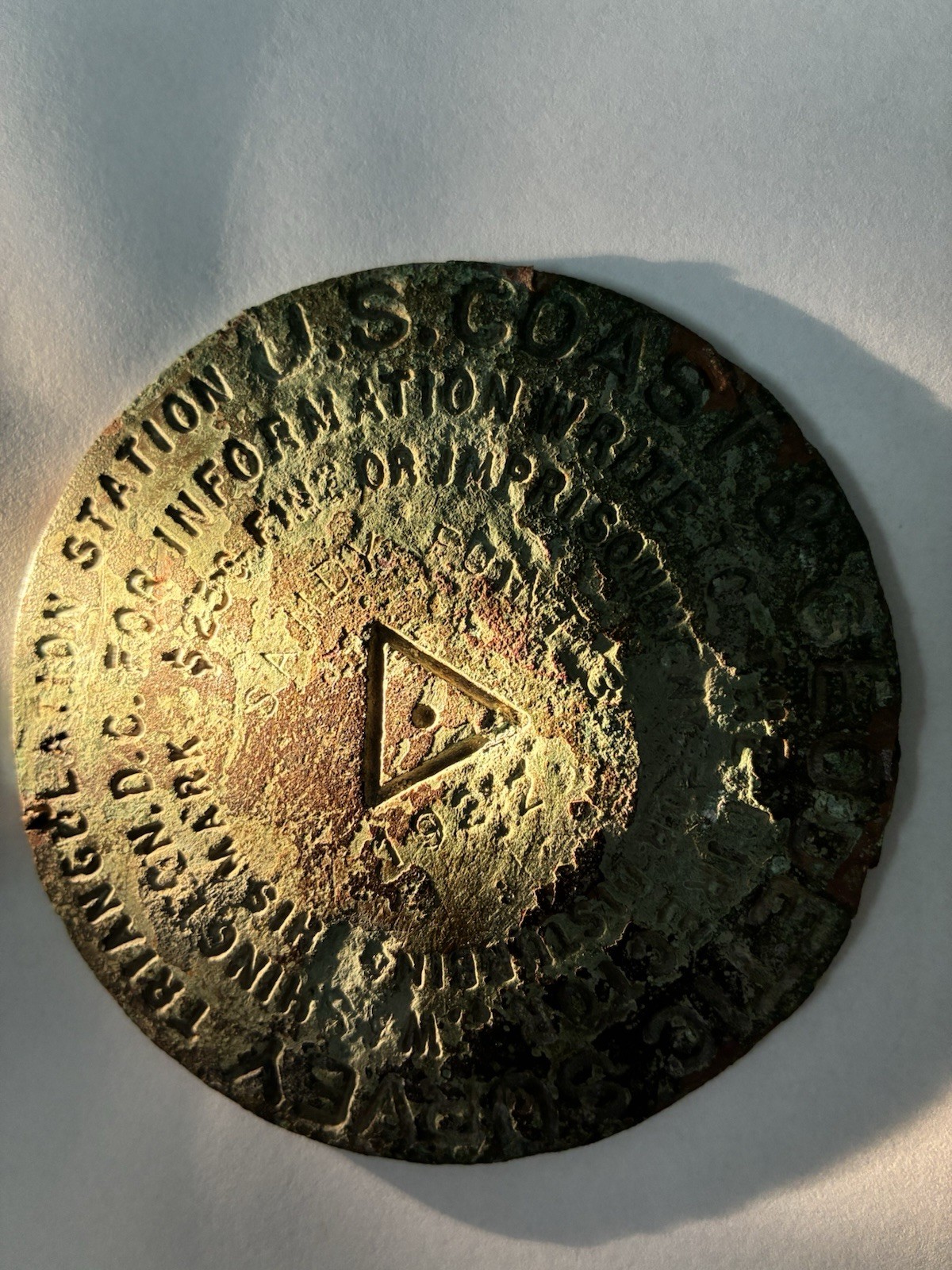 U.S. COAST & GEODETIC SURVEY MARKER Triangulation Station Sandy Point 1932