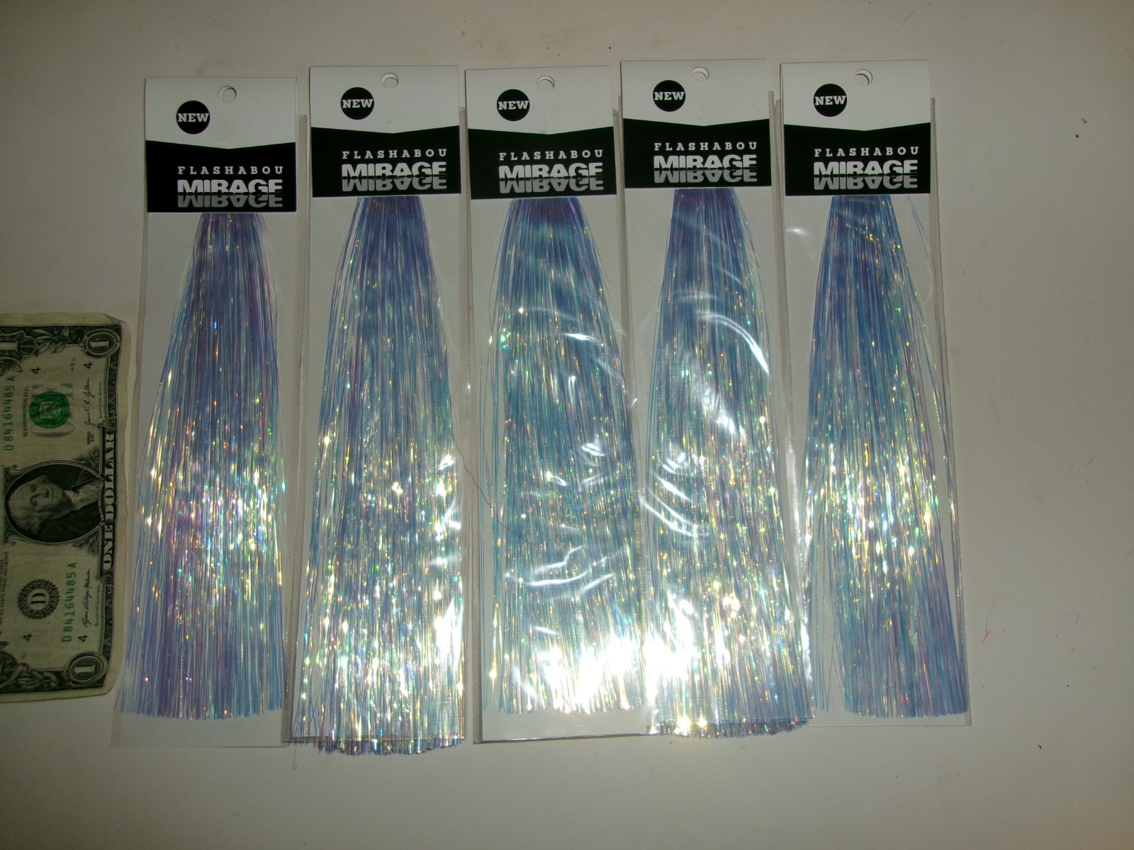 Lot of 5 Packs Hedron Inc. 9" Mirage Opal Flashabou Fly Tying Lure Making - New