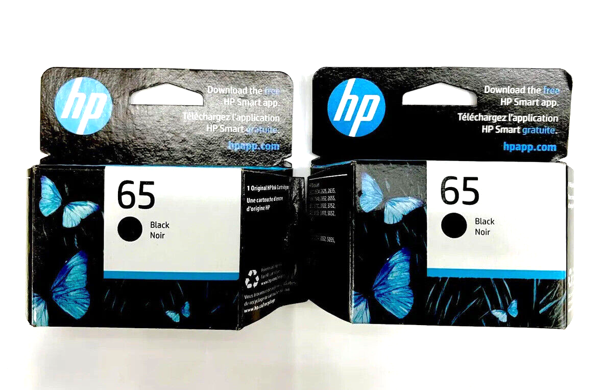HP #65 Black Ink Cartridge 2 pack NEW GENUINE EXP 05/2024